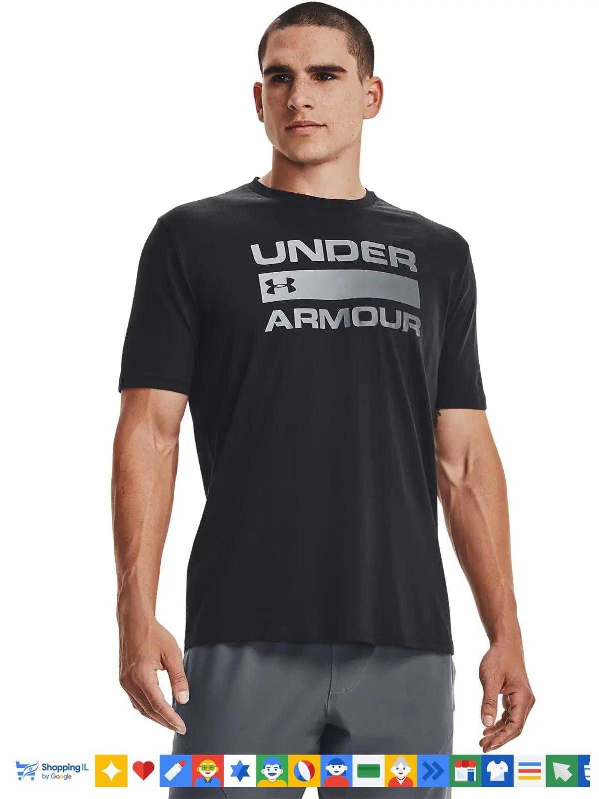 חולצת טי-שירט Under Armour UA Team Issue Wordmark SS לגבר שחור 1329582001 | חולצת אימון אנדר ארמור לוגו גדול | ציוד ספורט B Brands