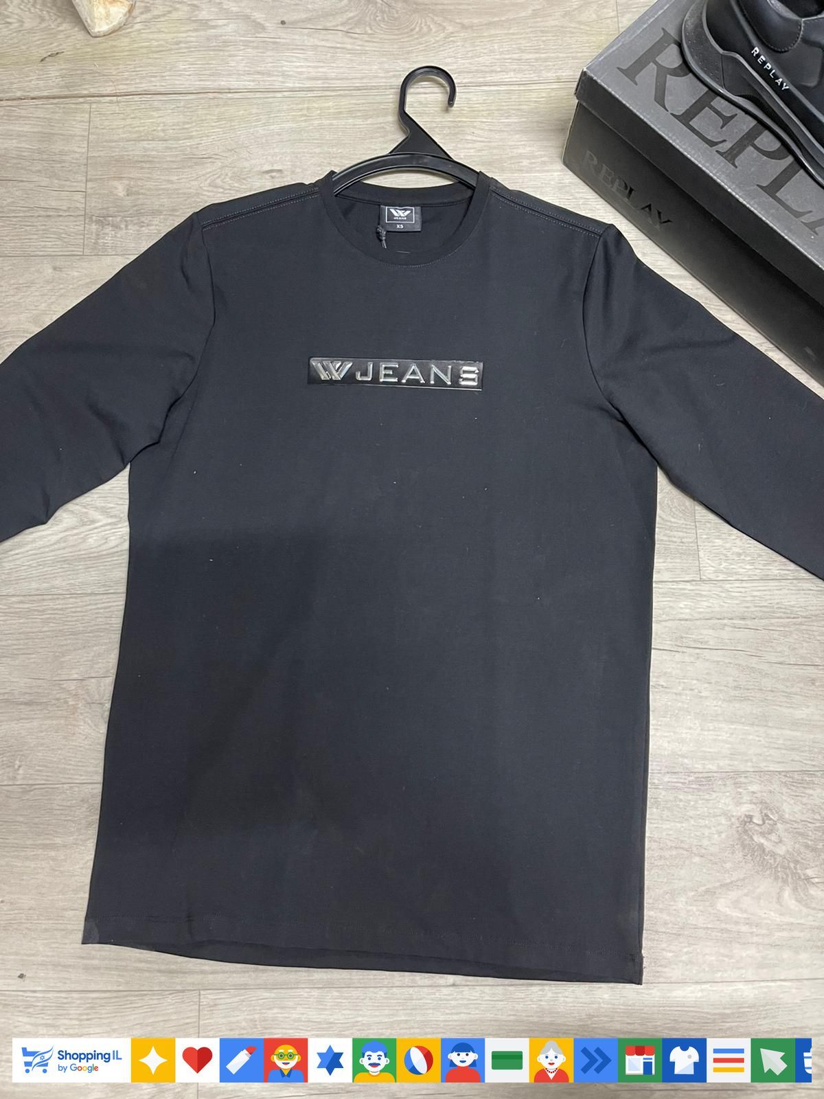 חולצת Wjeans T-shirt שרוול ארוך לגבר בצבע שחור | קולקציית Wjeans | אופנת גברים | חנות מותגים B Brands
